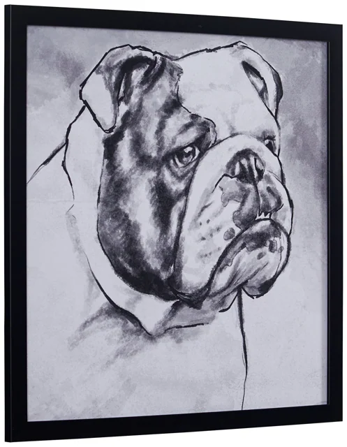 Stone & Beam 黑白鬥牛犬裝框掛畫｜18×18吋 · 同款實物照片