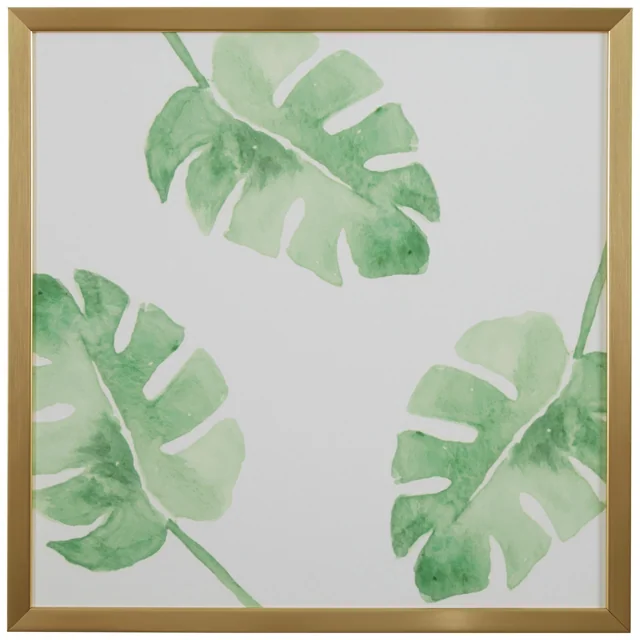 Rivet 水彩綠葉金框掛畫|12×12吋