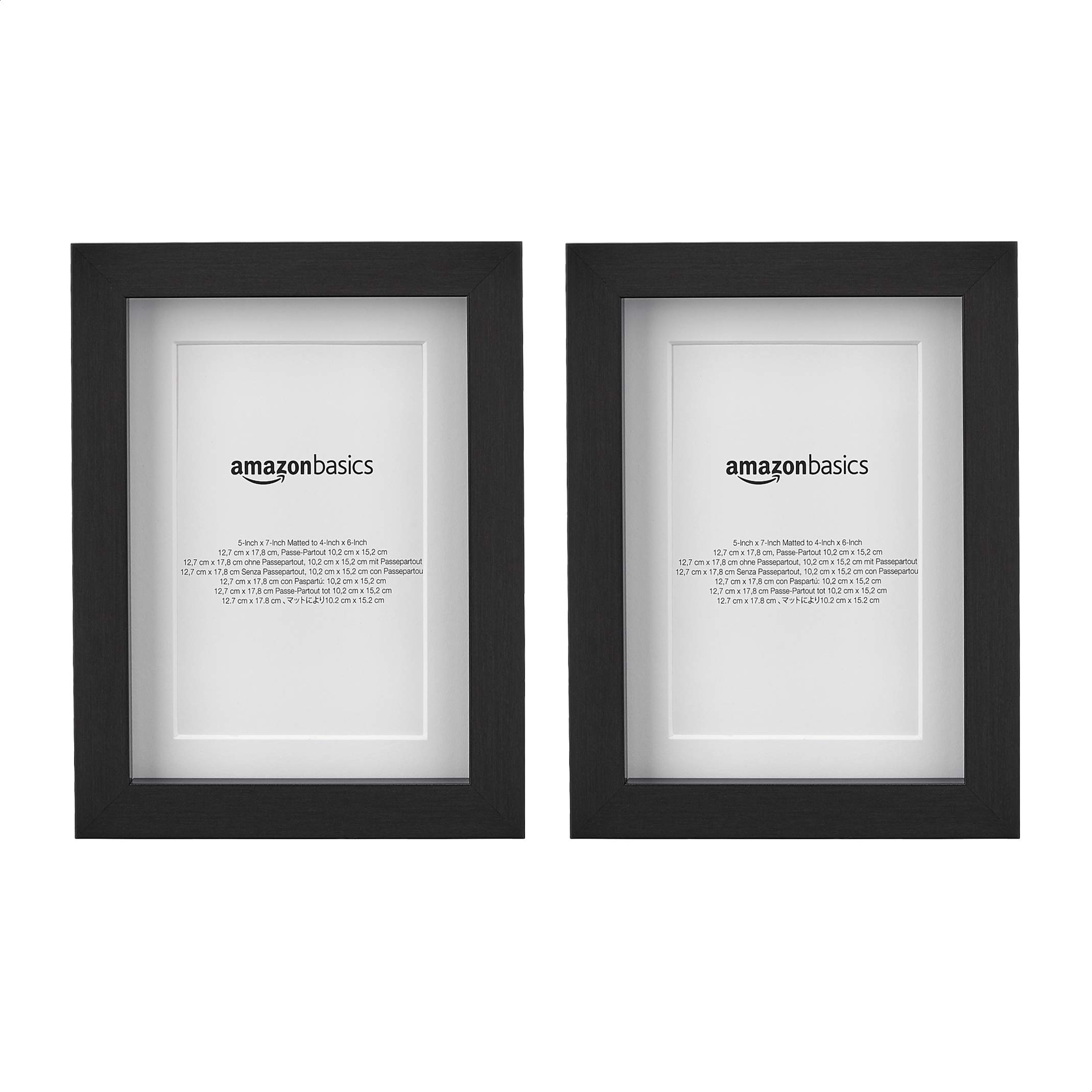 AmazonBasics 黑色玻璃相框｜5×7吋／附4×6吋內襯｜2件組